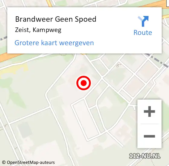 Locatie op kaart van de 112 melding: Brandweer Geen Spoed Naar Zeist, Kampweg op 9 oktober 2024 09:56