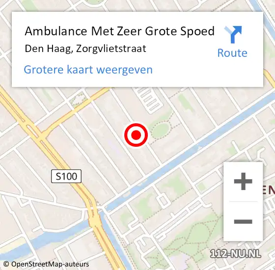 Locatie op kaart van de 112 melding: Ambulance Met Zeer Grote Spoed Naar Den Haag, Zorgvlietstraat op 9 oktober 2024 10:11