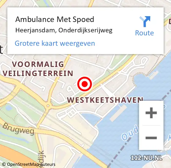 Locatie op kaart van de 112 melding: Ambulance Met Spoed Naar Heerjansdam, Onderdijkserijweg op 9 oktober 2024 10:27