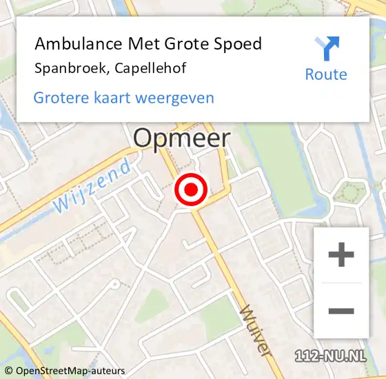 Locatie op kaart van de 112 melding: Ambulance Met Grote Spoed Naar Spanbroek, Capellehof op 9 oktober 2024 10:43