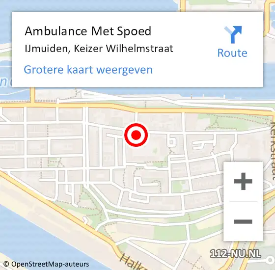 Locatie op kaart van de 112 melding: Ambulance Met Spoed Naar IJmuiden, Keizer Wilhelmstraat op 9 oktober 2024 10:46