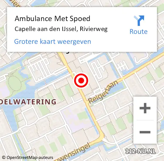 Locatie op kaart van de 112 melding: Ambulance Met Spoed Naar Capelle aan den IJssel, Rivierweg op 9 oktober 2024 11:06