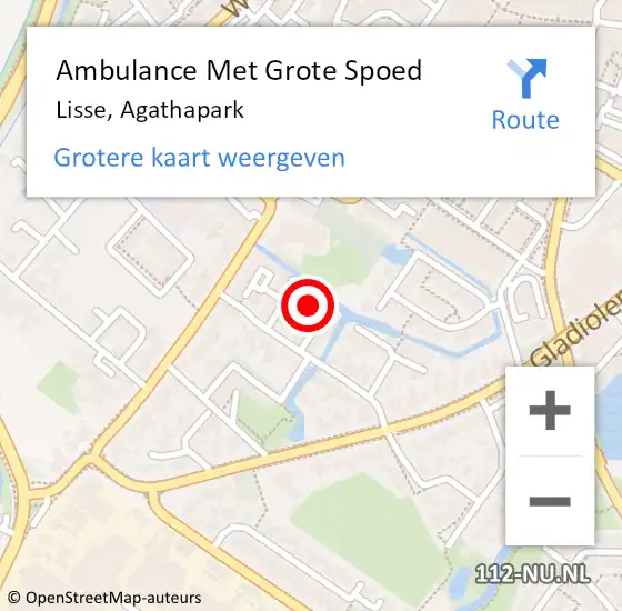 Locatie op kaart van de 112 melding: Ambulance Met Grote Spoed Naar Lisse, Agathapark op 9 oktober 2024 11:28