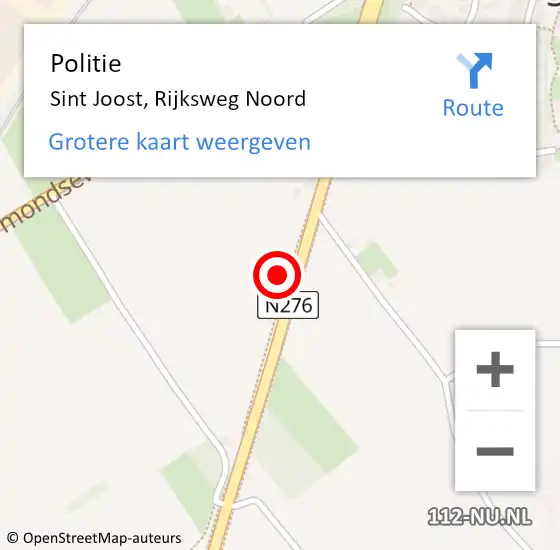 Locatie op kaart van de 112 melding: Politie Sint Joost, Rijksweg Noord op 9 oktober 2024 11:30