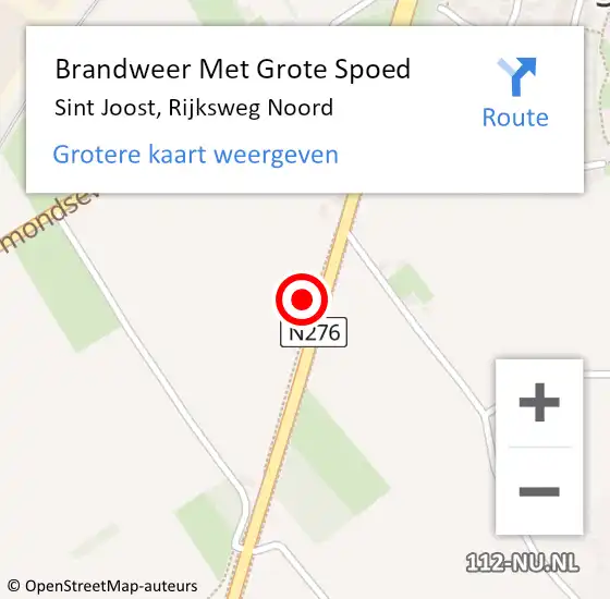 Locatie op kaart van de 112 melding: Brandweer Met Grote Spoed Naar Sint Joost, Rijksweg Noord op 9 oktober 2024 11:31