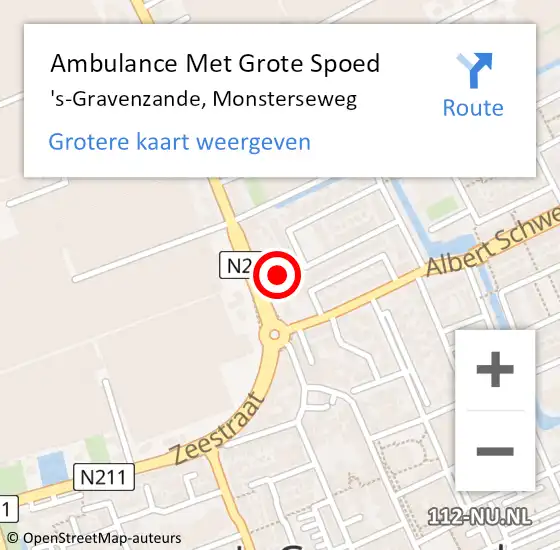 Locatie op kaart van de 112 melding: Ambulance Met Grote Spoed Naar 's-Gravenzande, Monsterseweg op 9 oktober 2024 11:40