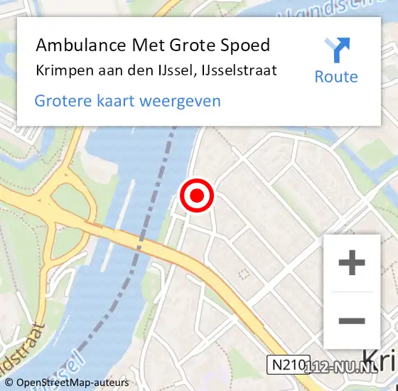 Locatie op kaart van de 112 melding: Ambulance Met Grote Spoed Naar Krimpen aan den IJssel, IJsselstraat op 9 oktober 2024 12:00