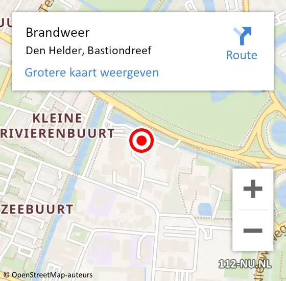 Locatie op kaart van de 112 melding: Brandweer Den Helder, Bastiondreef op 9 oktober 2024 12:08