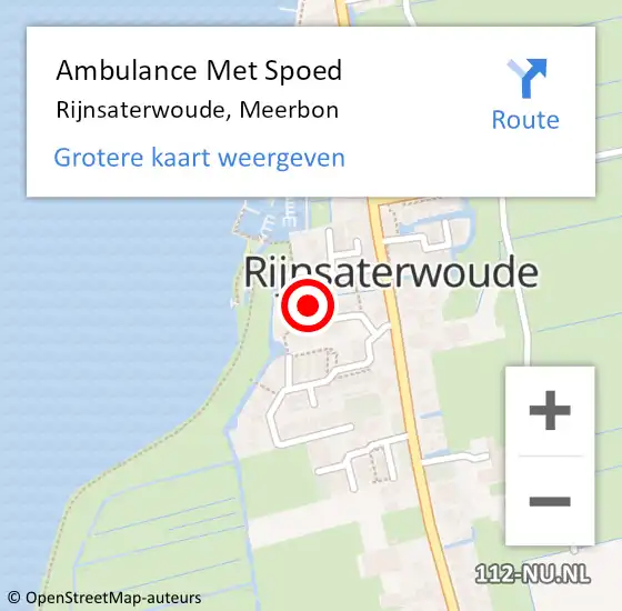 Locatie op kaart van de 112 melding: Ambulance Met Spoed Naar Rijnsaterwoude, Meerbon op 9 oktober 2024 12:10