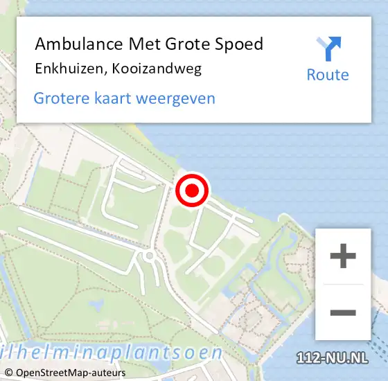 Locatie op kaart van de 112 melding: Ambulance Met Grote Spoed Naar Enkhuizen, Kooizandweg op 9 oktober 2024 12:14