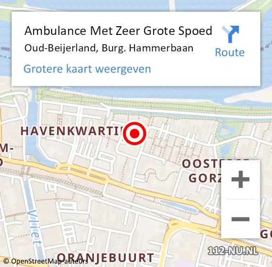 Locatie op kaart van de 112 melding: Ambulance Met Zeer Grote Spoed Naar Oud-Beijerland, Burg. Hammerbaan op 9 oktober 2024 12:55