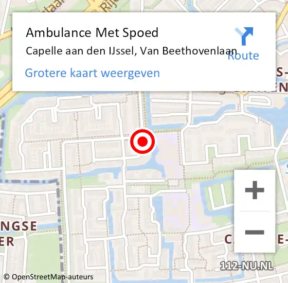 Locatie op kaart van de 112 melding: Ambulance Met Spoed Naar Capelle aan den IJssel, Van Beethovenlaan op 9 oktober 2024 12:58