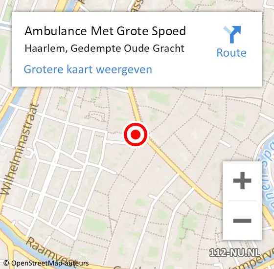 Locatie op kaart van de 112 melding: Ambulance Met Grote Spoed Naar Haarlem, Gedempte Oude Gracht op 9 oktober 2024 13:01