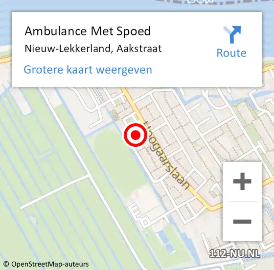 Locatie op kaart van de 112 melding: Ambulance Met Spoed Naar Nieuw-Lekkerland, Aakstraat op 9 oktober 2024 13:24