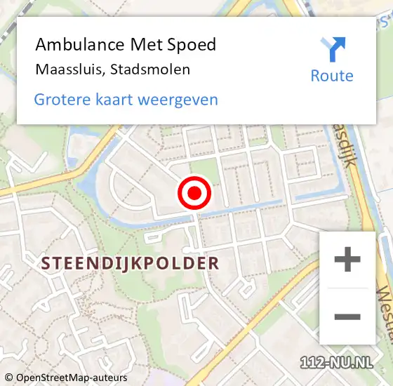 Locatie op kaart van de 112 melding: Ambulance Met Spoed Naar Maassluis, Stadsmolen op 9 oktober 2024 13:31