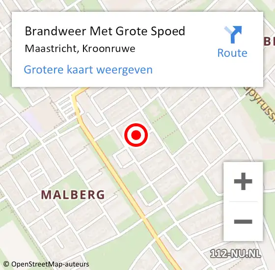 Locatie op kaart van de 112 melding: Brandweer Met Grote Spoed Naar Maastricht, Kroonruwe op 9 oktober 2024 13:36