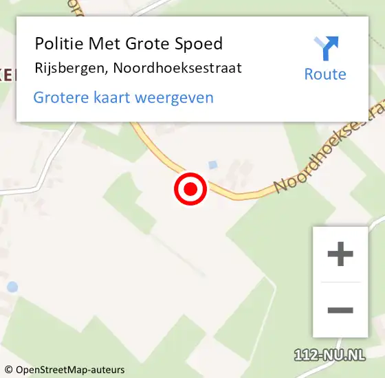 Locatie op kaart van de 112 melding: Politie Met Grote Spoed Naar Rijsbergen, Noordhoeksestraat op 9 oktober 2024 13:37