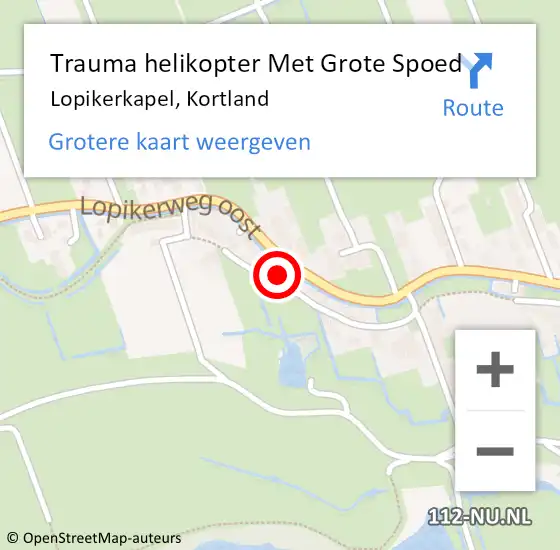 Locatie op kaart van de 112 melding: Trauma helikopter Met Grote Spoed Naar Lopikerkapel, Kortland op 9 oktober 2024 13:39