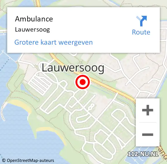 Locatie op kaart van de 112 melding: Ambulance Lauwersoog op 9 oktober 2024 14:09