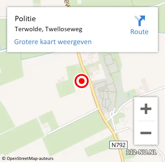 Locatie op kaart van de 112 melding: Politie Terwolde, Twelloseweg op 9 oktober 2024 14:14