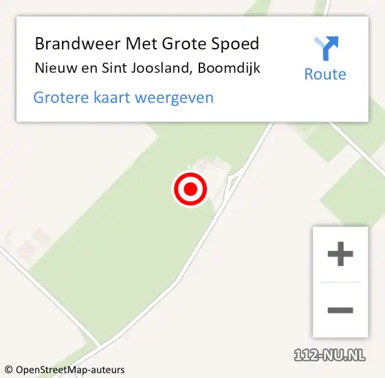 Locatie op kaart van de 112 melding: Brandweer Met Grote Spoed Naar Nieuw en Sint Joosland, Boomdijk op 9 oktober 2024 14:17