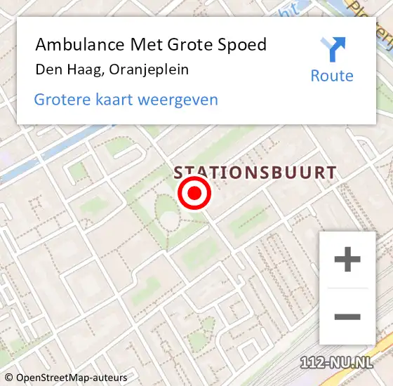 Locatie op kaart van de 112 melding: Ambulance Met Grote Spoed Naar Den Haag, Oranjeplein op 9 oktober 2024 14:20