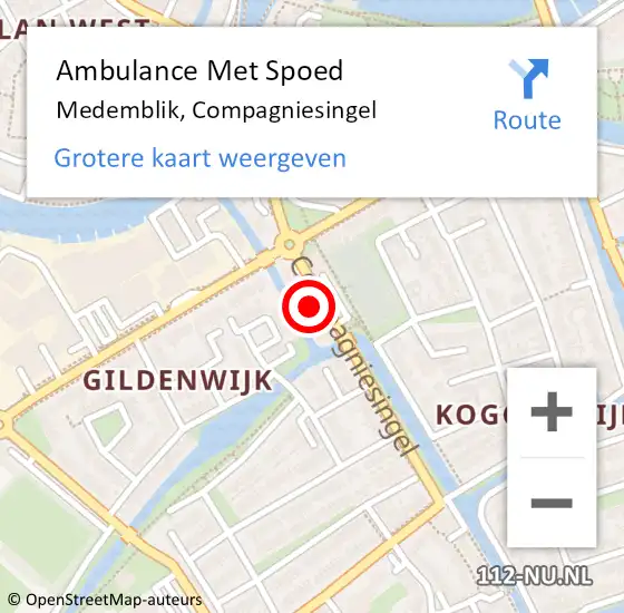 Locatie op kaart van de 112 melding: Ambulance Met Spoed Naar Medemblik, Compagniesingel op 9 oktober 2024 14:29