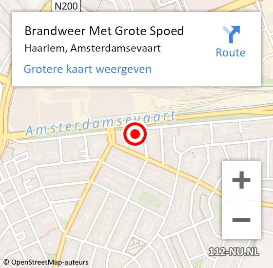 Locatie op kaart van de 112 melding: Brandweer Met Grote Spoed Naar Haarlem, Amsterdamsevaart op 9 oktober 2024 14:32