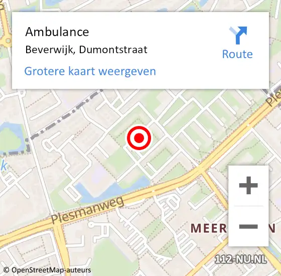 Locatie op kaart van de 112 melding: Ambulance Beverwijk, Dumontstraat op 9 oktober 2024 14:56