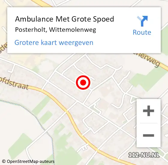 Locatie op kaart van de 112 melding: Ambulance Met Grote Spoed Naar Posterholt, Wittemolenweg op 9 oktober 2024 14:57