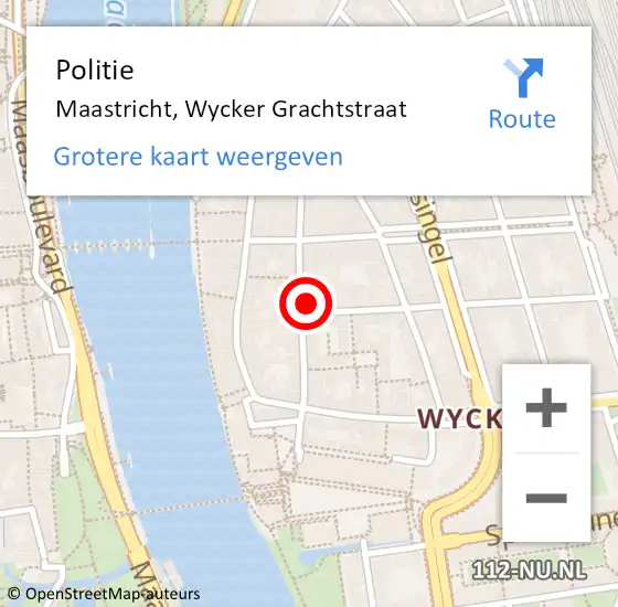 Locatie op kaart van de 112 melding: Politie Maastricht, Wycker Grachtstraat op 9 oktober 2024 14:57