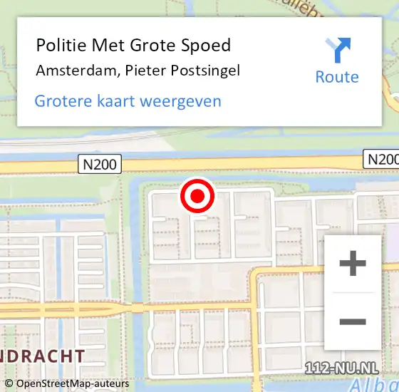 Locatie op kaart van de 112 melding: Politie Met Grote Spoed Naar Amsterdam, Pieter Postsingel op 9 oktober 2024 15:12