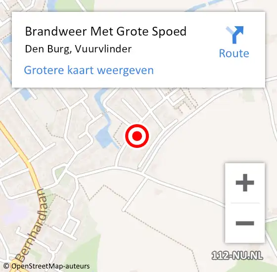 Locatie op kaart van de 112 melding: Brandweer Met Grote Spoed Naar Den Burg, Vuurvlinder op 9 oktober 2024 15:16