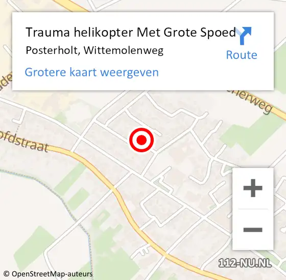 Locatie op kaart van de 112 melding: Trauma helikopter Met Grote Spoed Naar Posterholt, Wittemolenweg op 9 oktober 2024 15:21