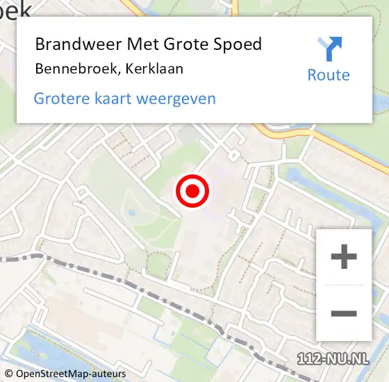 Locatie op kaart van de 112 melding: Brandweer Met Grote Spoed Naar Bennebroek, Kerklaan op 9 oktober 2024 15:32