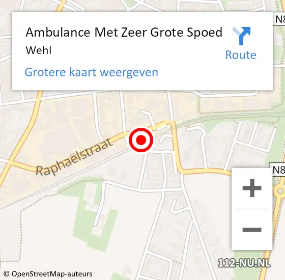 Locatie op kaart van de 112 melding: Ambulance Met Zeer Grote Spoed Naar Wehl op 9 oktober 2024 15:34