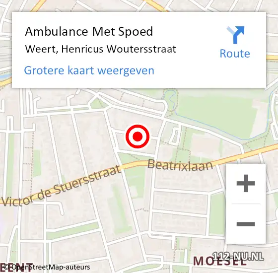 Locatie op kaart van de 112 melding: Ambulance Met Spoed Naar Weert, Henricus Woutersstraat op 9 oktober 2024 15:46