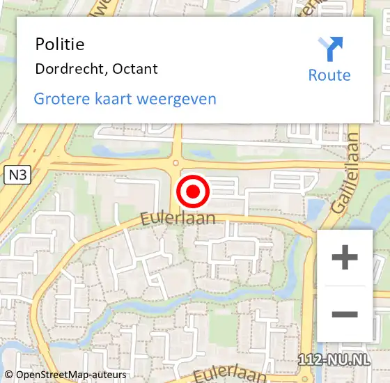 Locatie op kaart van de 112 melding: Politie Dordrecht, Octant op 9 oktober 2024 15:49