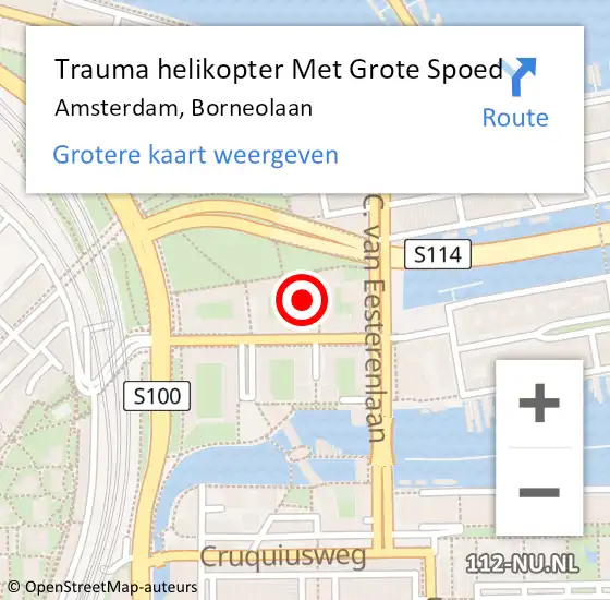 Locatie op kaart van de 112 melding: Trauma helikopter Met Grote Spoed Naar Amsterdam, Borneolaan op 9 oktober 2024 15:51