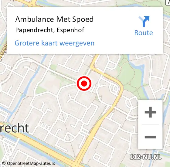 Locatie op kaart van de 112 melding: Ambulance Met Spoed Naar Papendrecht, Espenhof op 9 oktober 2024 16:05