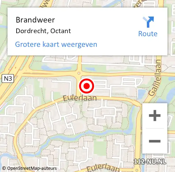 Locatie op kaart van de 112 melding: Brandweer Dordrecht, Octant op 9 oktober 2024 16:10