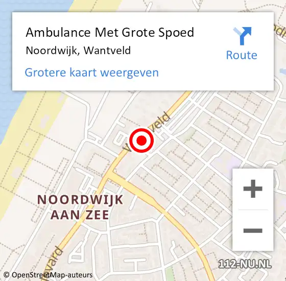 Locatie op kaart van de 112 melding: Ambulance Met Grote Spoed Naar Noordwijk, Wantveld op 9 oktober 2024 16:23