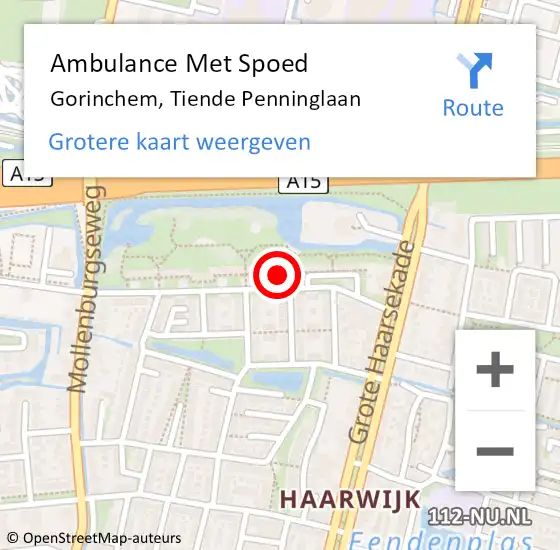 Locatie op kaart van de 112 melding: Ambulance Met Spoed Naar Gorinchem, Tiende Penninglaan op 9 oktober 2024 16:24