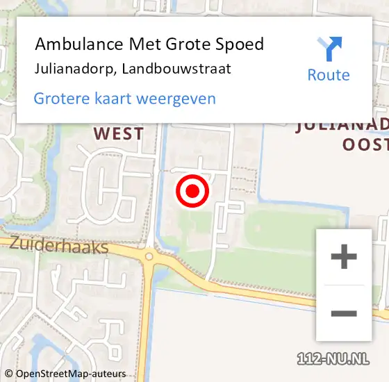 Locatie op kaart van de 112 melding: Ambulance Met Grote Spoed Naar Julianadorp, Landbouwstraat op 9 oktober 2024 16:34