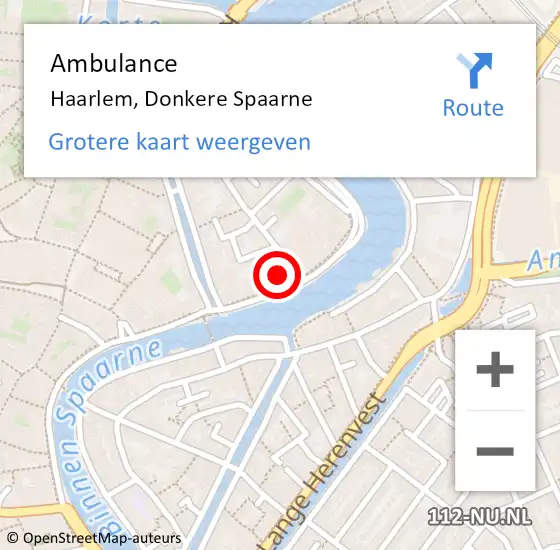 Locatie op kaart van de 112 melding: Ambulance Haarlem, Donkere Spaarne op 9 oktober 2024 16:42