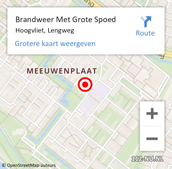 Locatie op kaart van de 112 melding: Brandweer Met Grote Spoed Naar Hoogvliet, Lengweg op 9 oktober 2024 16:50