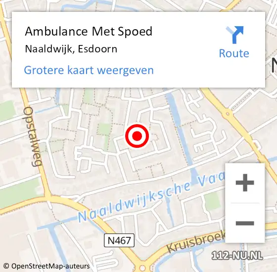 Locatie op kaart van de 112 melding: Ambulance Met Spoed Naar Naaldwijk, Esdoorn op 9 oktober 2024 16:53