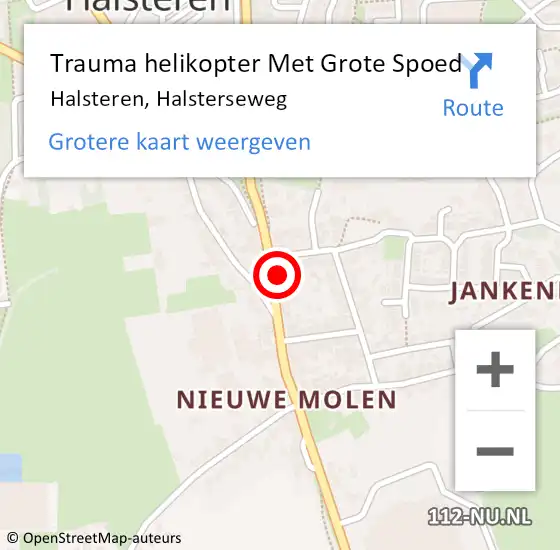 Locatie op kaart van de 112 melding: Trauma helikopter Met Grote Spoed Naar Halsteren, Halsterseweg op 9 oktober 2024 16:54