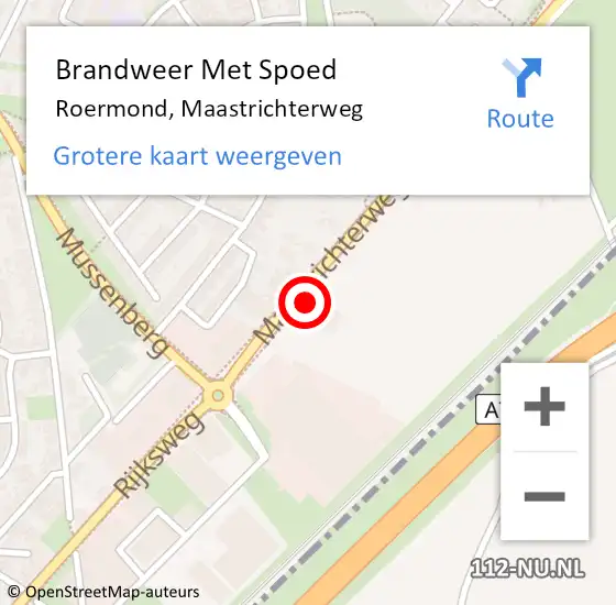 Locatie op kaart van de 112 melding: Brandweer Met Spoed Naar Roermond, Maastrichterweg op 9 oktober 2024 17:17