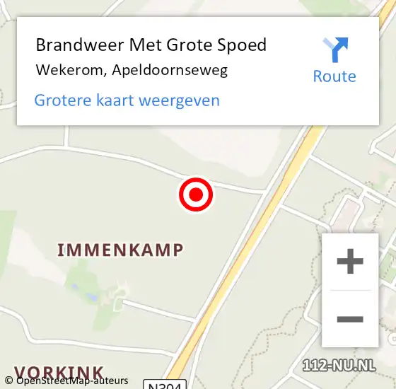 Locatie op kaart van de 112 melding: Brandweer Met Grote Spoed Naar Wekerom, Apeldoornseweg op 9 oktober 2024 17:24